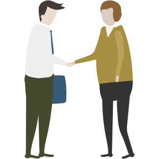 2名の社会人男性が握手をしているイラスト