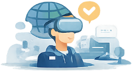 technology.png	VRゴーグルを装着した人物と地球儀の最新テクノロジーを表現したイラスト